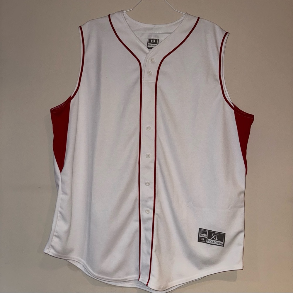 White and Red Button-Up Baseball Jersey